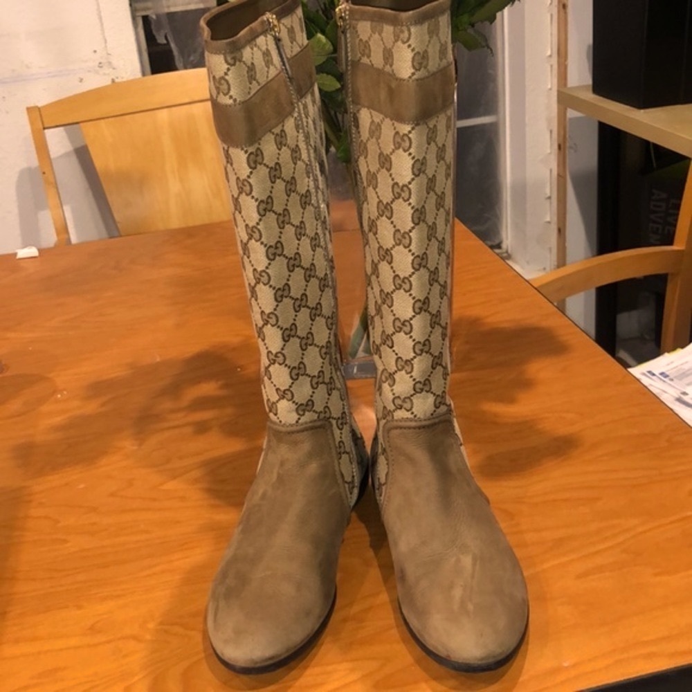 Gucci GG Monogram Marmont Tall Boots Super Rare - Picture 2 of 8